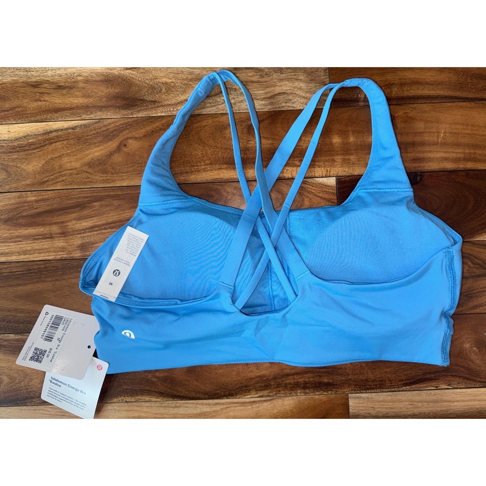Lululemon Energy Bra Evolve Ocean Wave Strappy Medium Support Size M - Picture 2 of 6